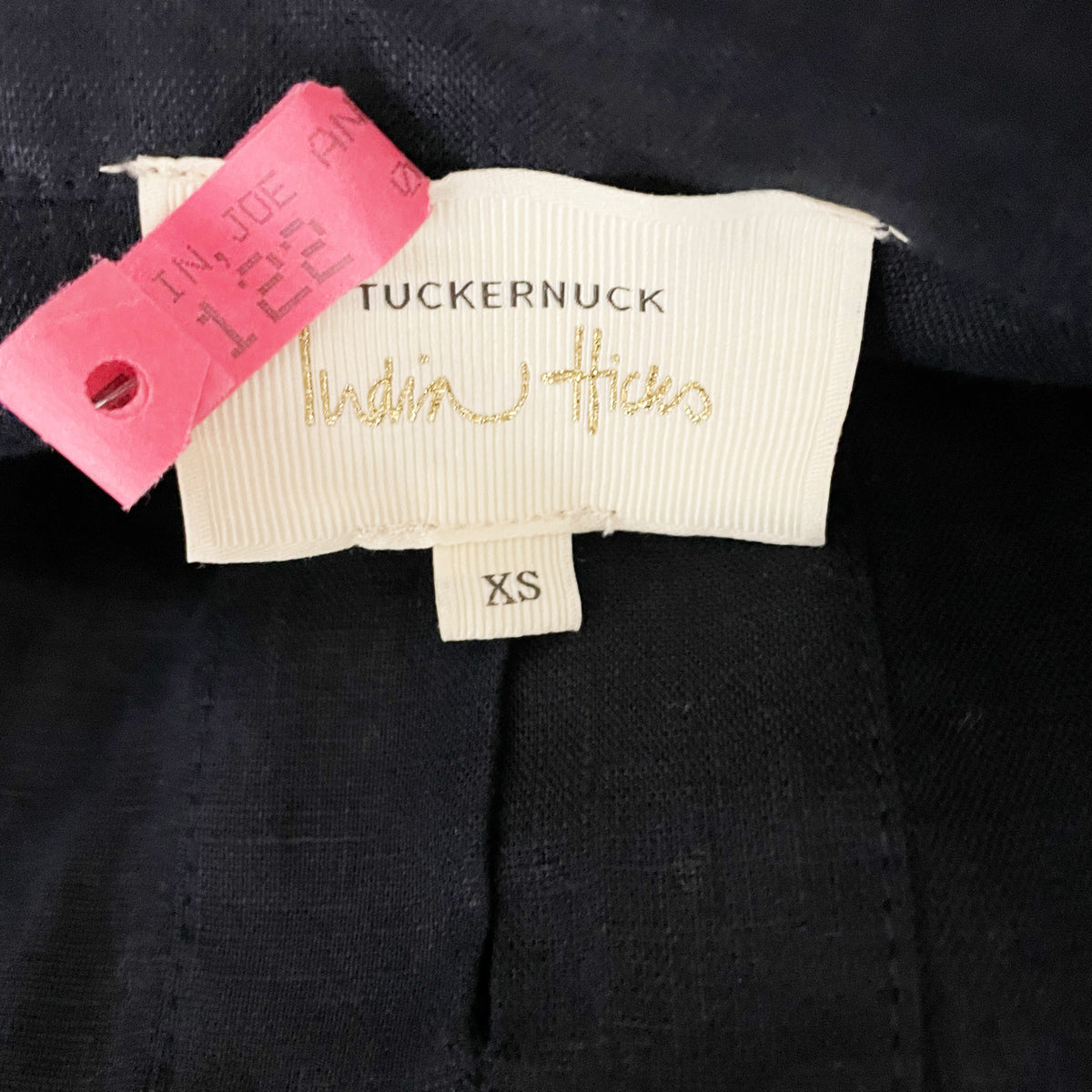 Tuckernuck x India Hicks Linen V Neck Long Sleebe Blouse Shirt Top Black XS