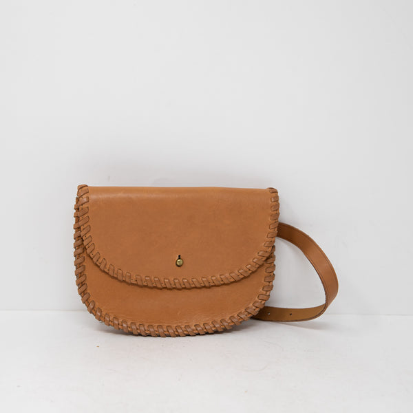 Madewell The Whipstitch Genuine Leather Crossbody Mini Travel Purse Belt Bag Tan