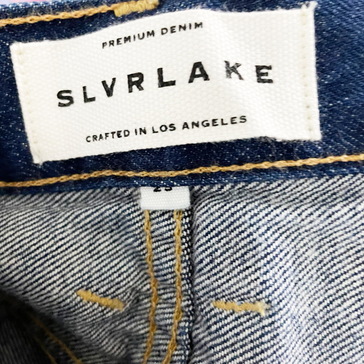 NEW SLVRLAKE Grace Straight Leg Mid Rise Cotton Denim Jeans Evermore 25