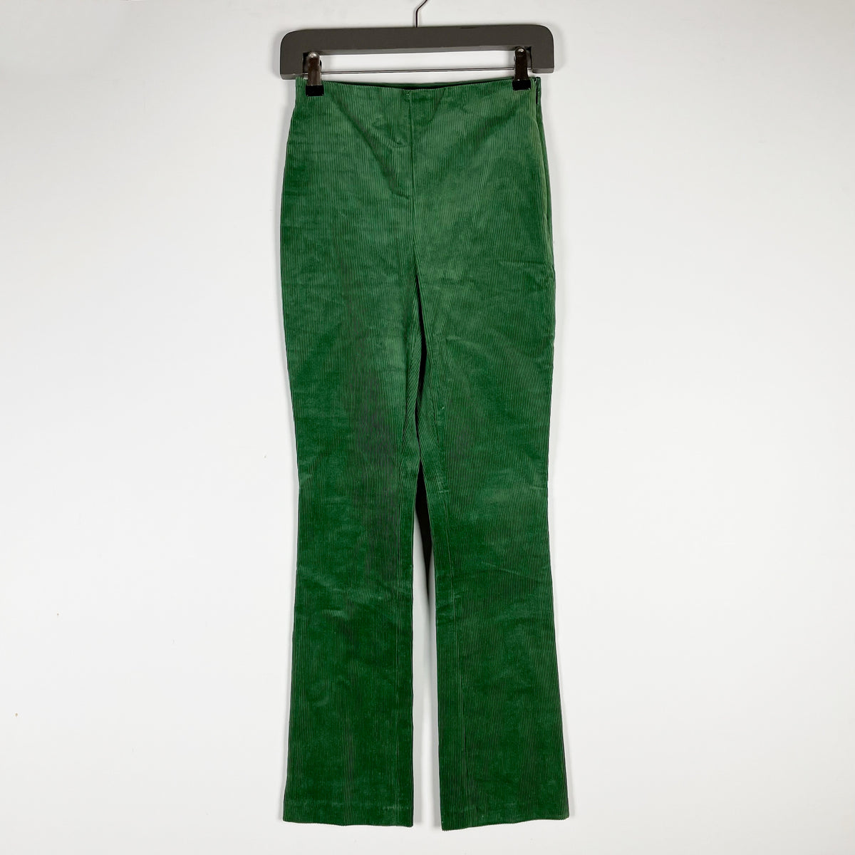Tuckernuck Ashford Green Corduroy Velvet Ankle Crop Flare Pants Stretch Waist XS