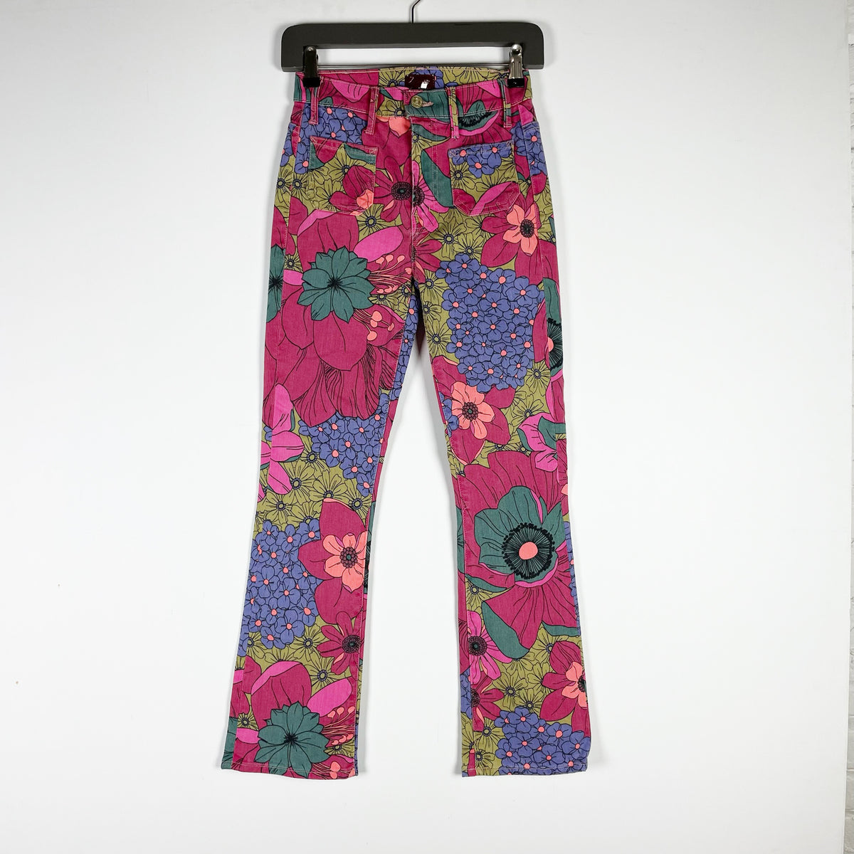 Mother Denim Insider Flood Patch Pocket Crop Bootcut Jeans Psychic Floral Print