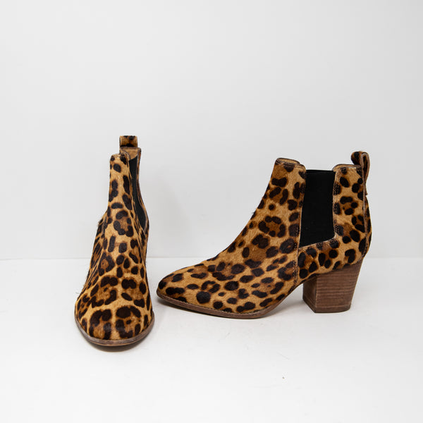 Madewell Women's The Regan Boot In Leopard Cheetah Calf Hair Ankle Booties Shoes