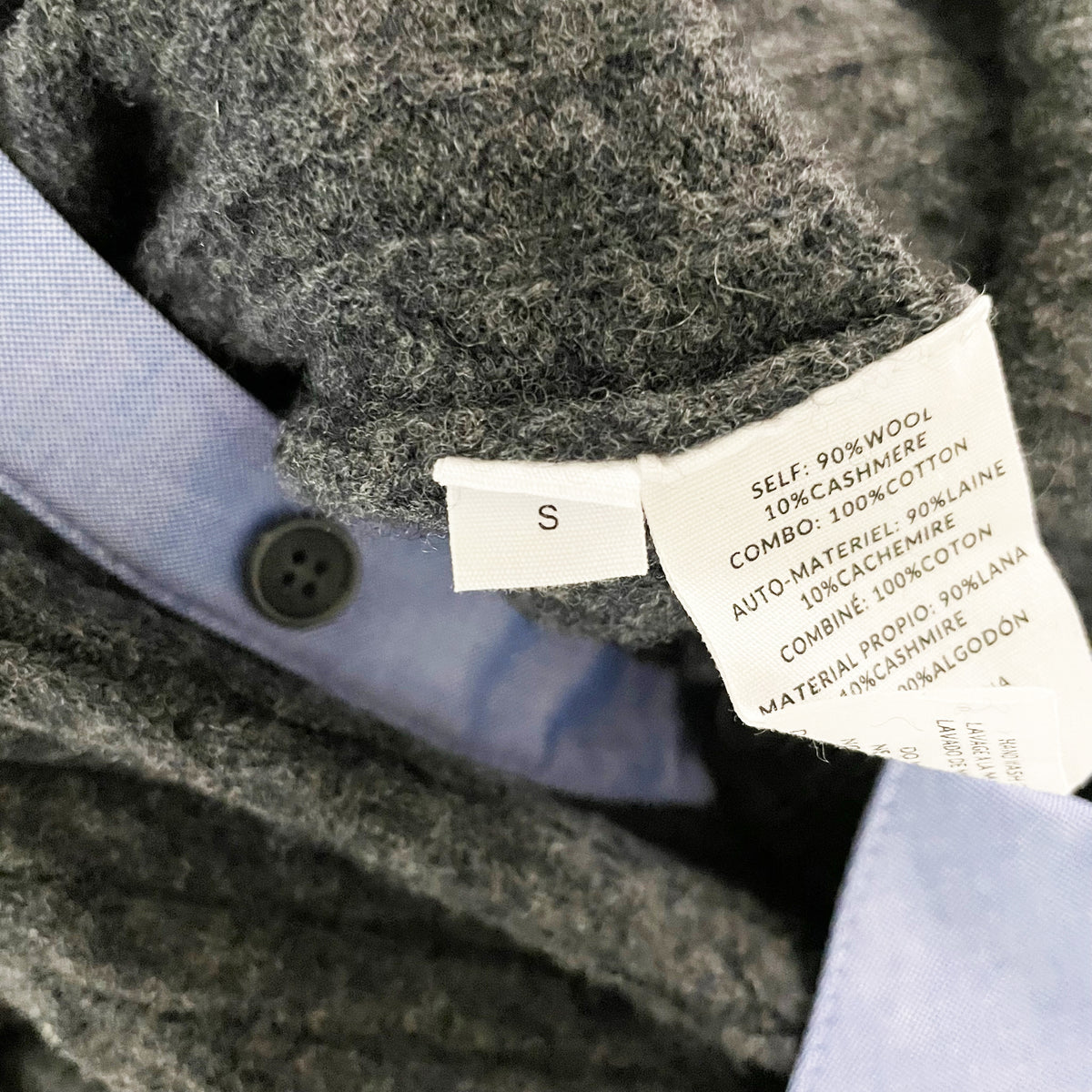 NEW Naadam Mixed Media Wool Cashmere Cardigan Cable Cardigan Sweater Smoke S