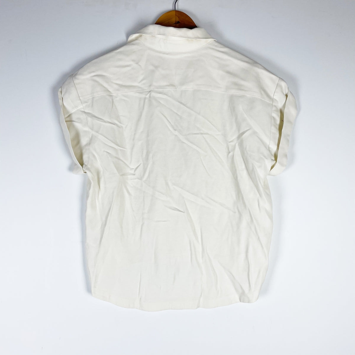 Brochu Walker Ultra Soft Stretch Waist V Neck Collared Faux Wrap Blouse Ivory XS
