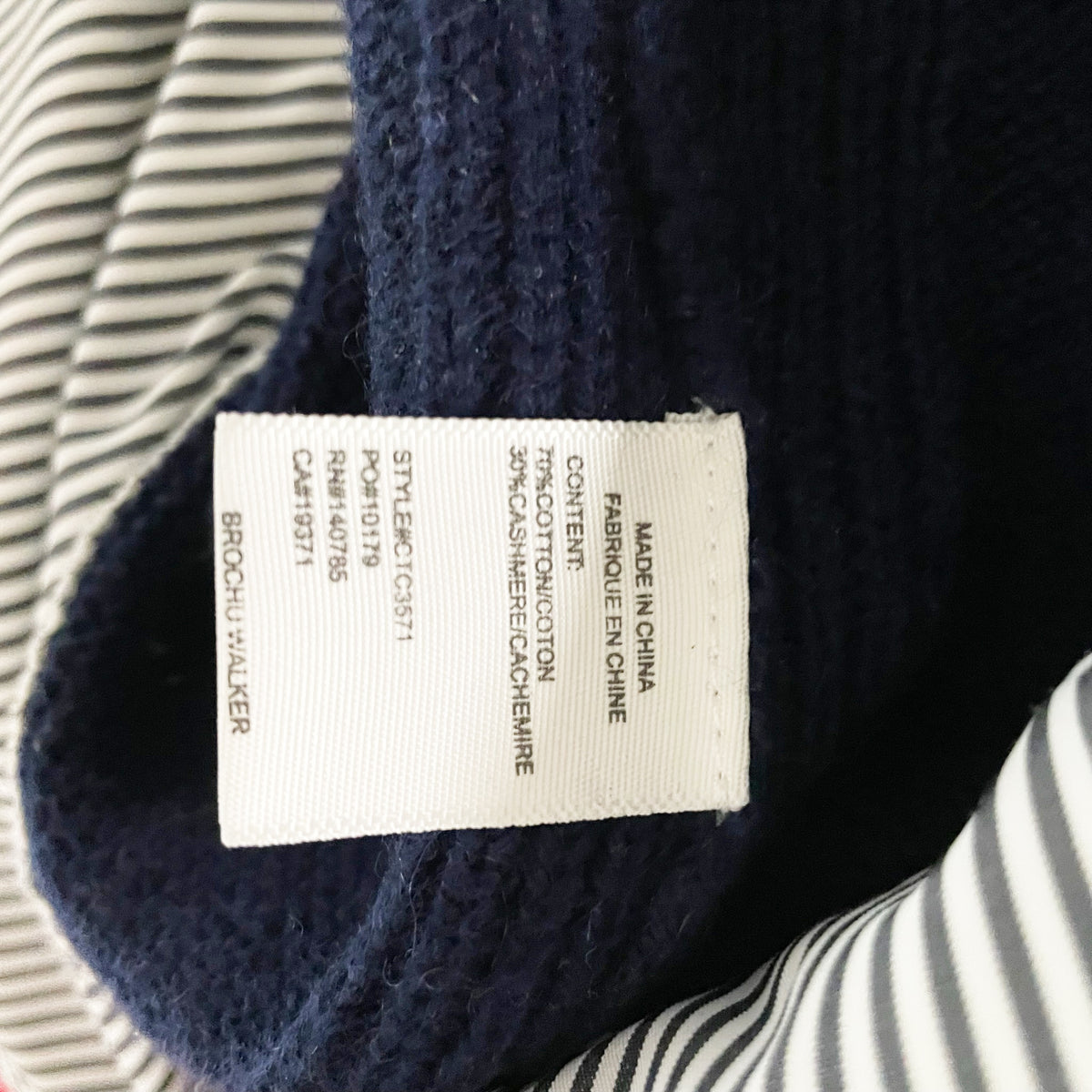 Brochu Walker Lucie Layered Vee Looker Cotton Cashmere Mixed Media Sweater Navy