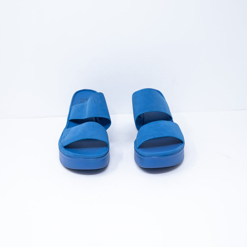 NEW Naturalizer Genn Rally Rubber Platform Open Toe Slip On Sandals Shoes Blue