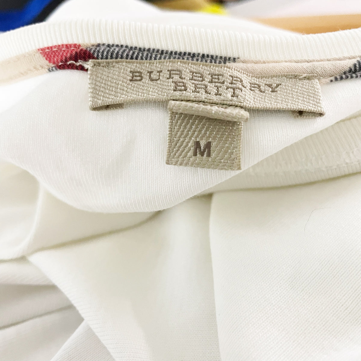Burberry Brit Women's Cotton Scoop Neck Quarter Sleeve White Tee Shirt Medium