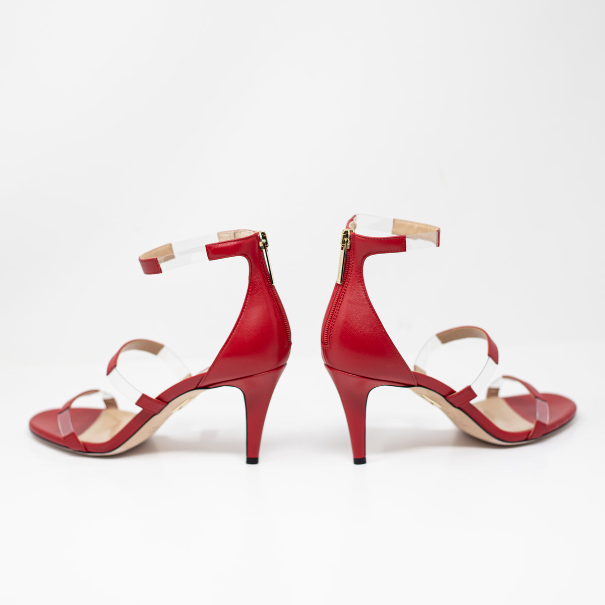 NEW Tamara Mellon Frontline 75 Strappy High Heels Pumps Shoes Red Nappa 7.5