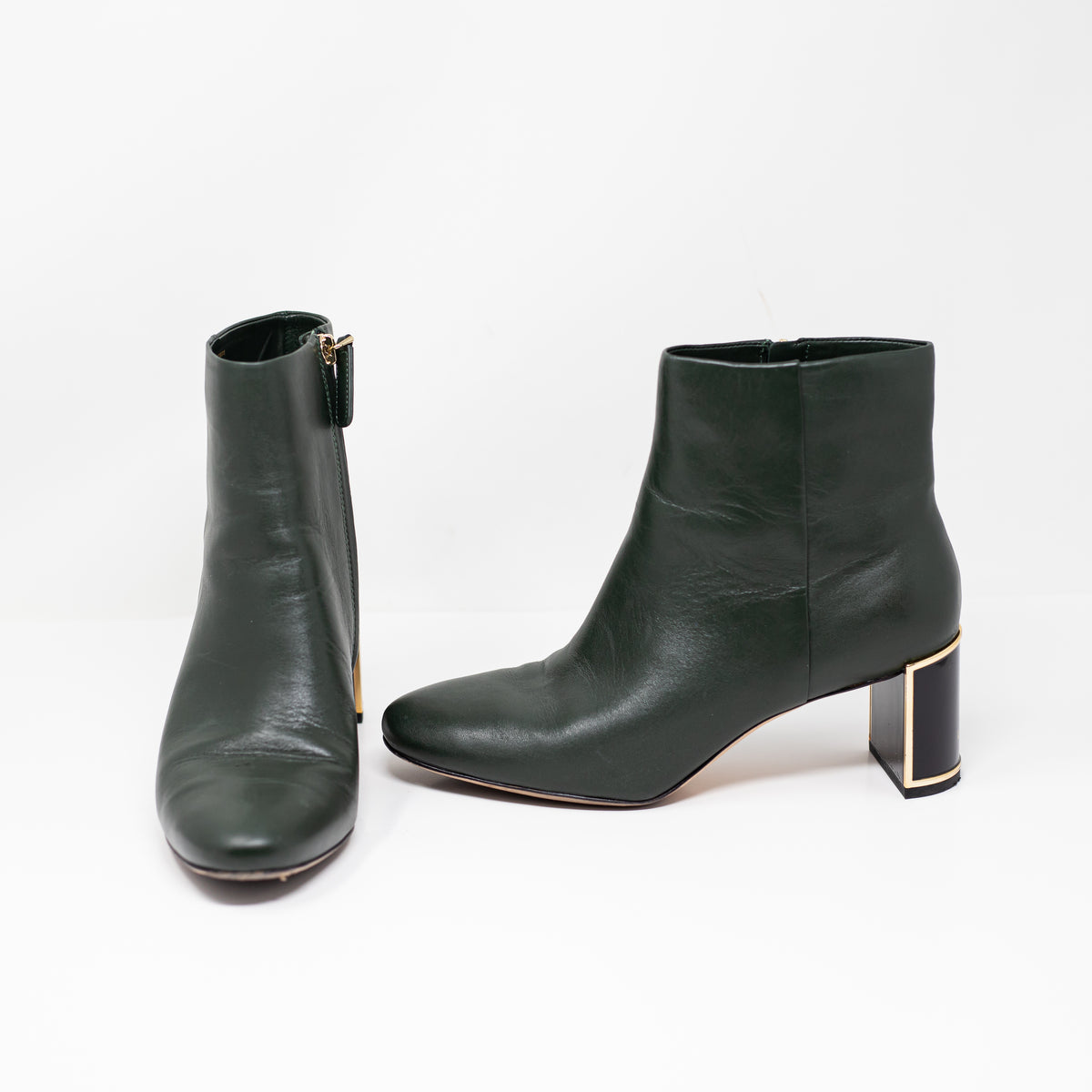 Kate Spade Merritt Genuine Leather Round Toe Ankle Booties Deep Evergreen 7.5