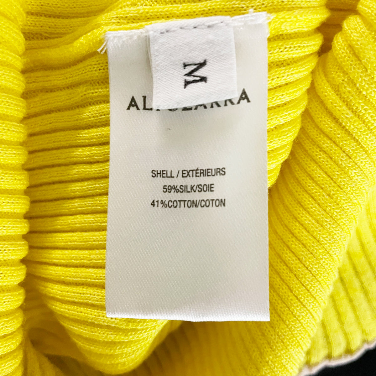 Altuzarra Silk Cotton Ribbed Knit Stretch Ruffle Hem Cardigan Sweater Yellow M