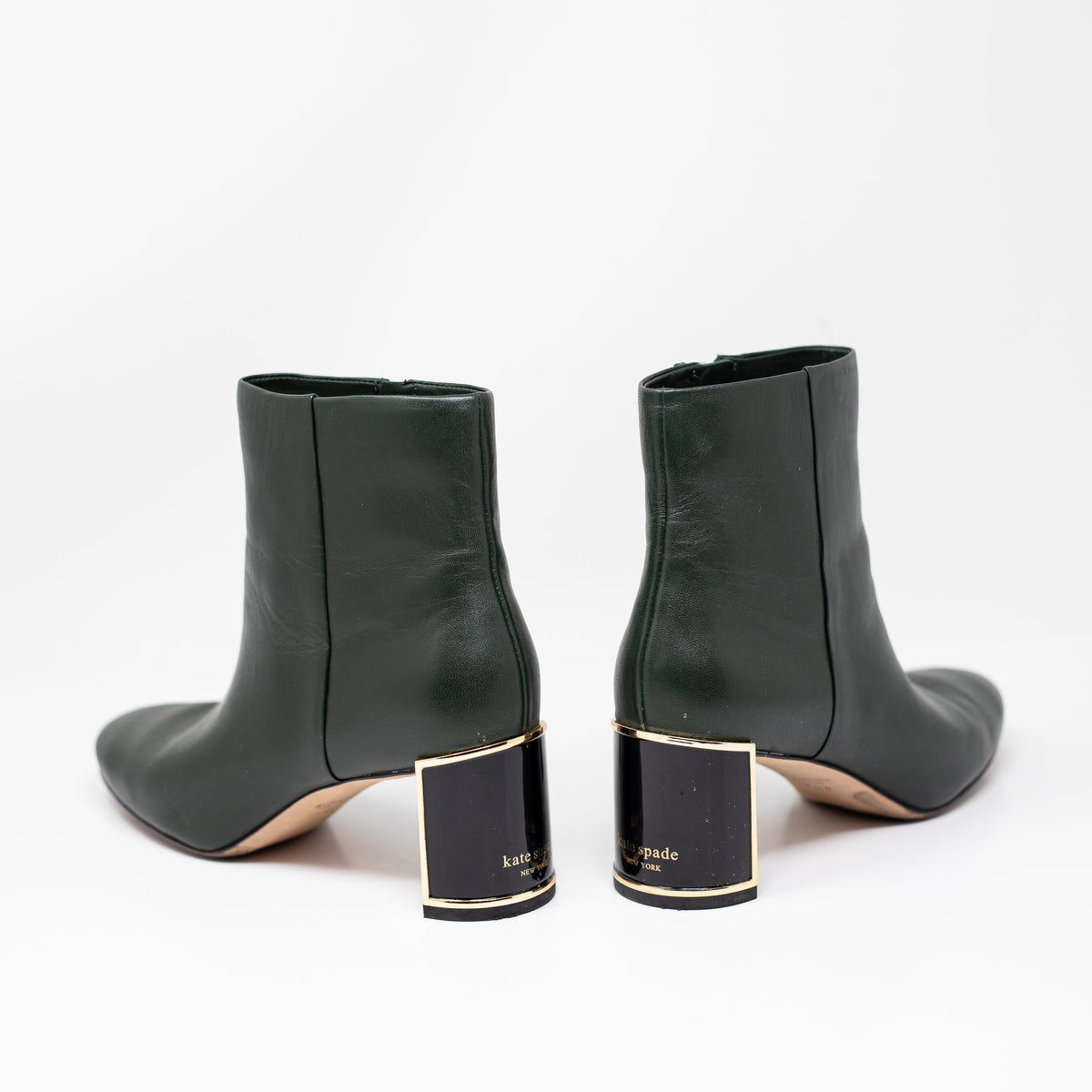 Kate Spade Merritt Genuine Leather Round Toe Ankle Booties Deep Evergreen 7.5