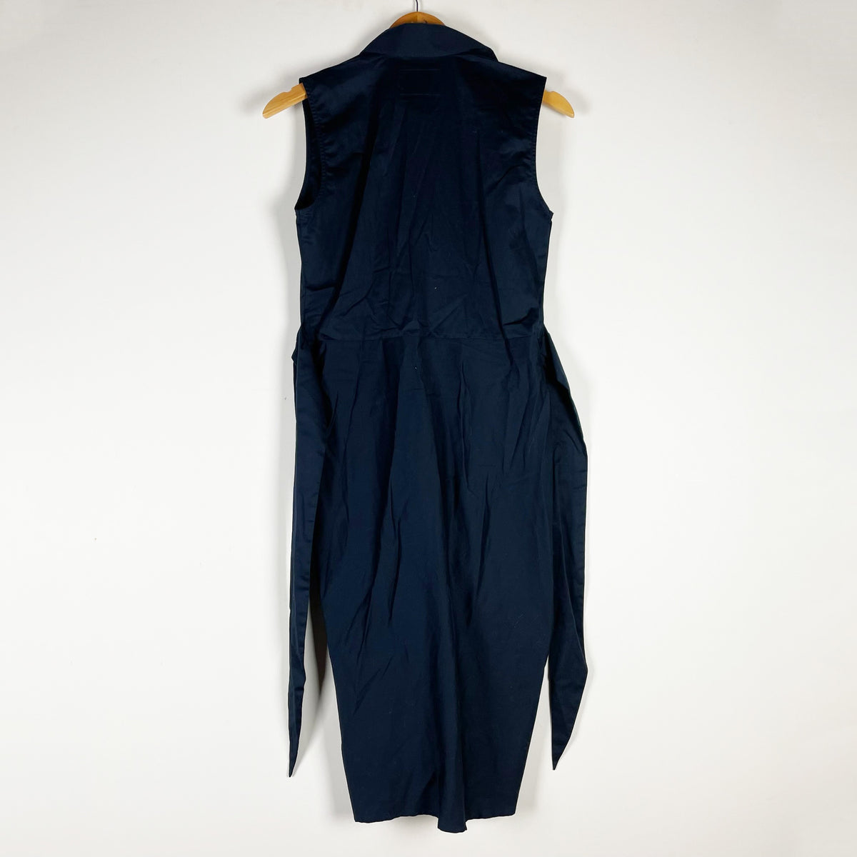 The Shirt Rochelle Behrens The Sleeveless Wrap Front Cotton Poplin Dress Blue XS