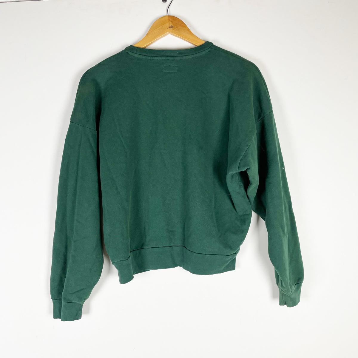 Mother The Drop Square Graphic Logo Print Crew Neck Long Sleeve Sweatshirt Green