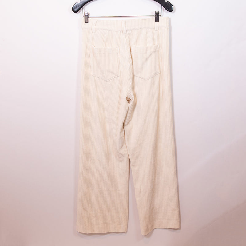 NEW Z Supply The Prospect Knit Cord Velvet Ribbed Straight Leg Pants Ivory M