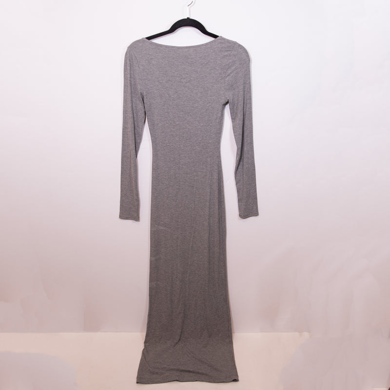 Skims Soft Lounge Scoop Neck Long Sleeve Pullover Ribbed Knit Stretch Midi Dress