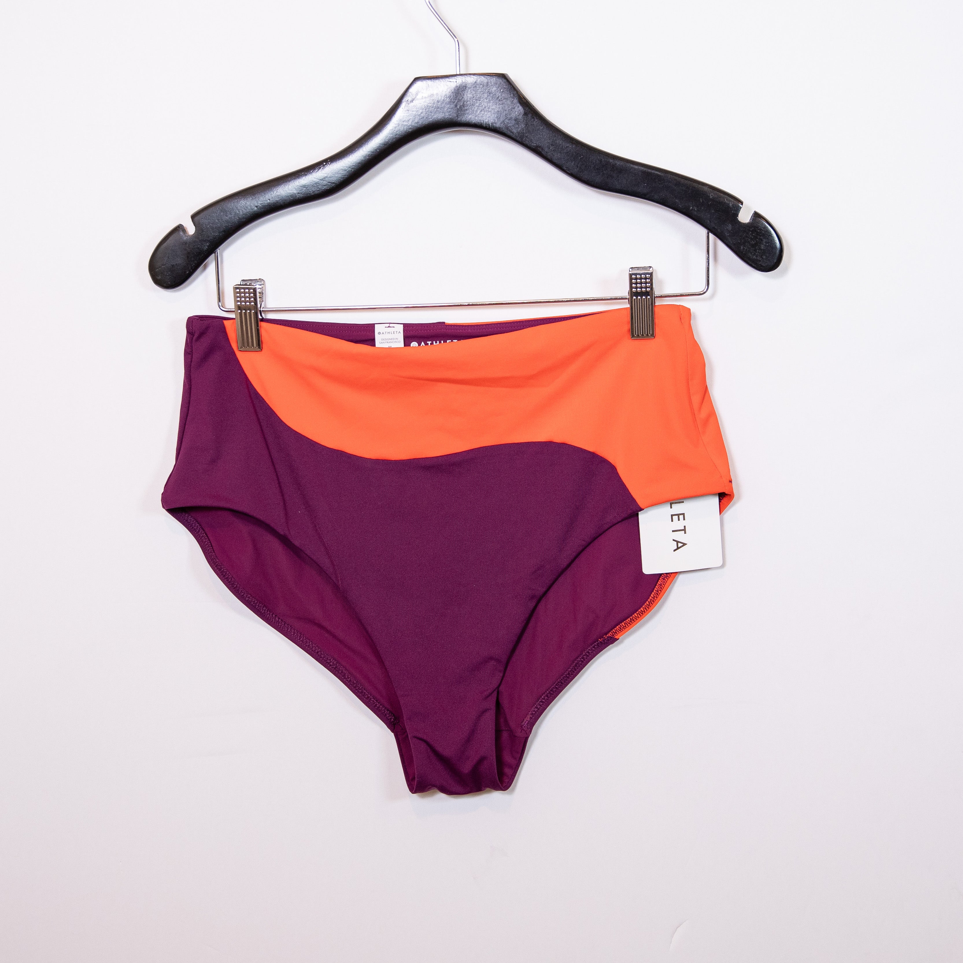 NEW Athleta Asym High Waist Swim Bikini Bathing Suit Bottom Vermillion Medium