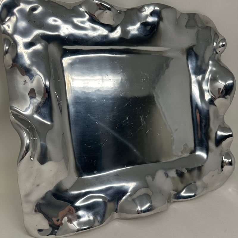Beatriz Ball Vento Rectangular Aluminum Alloy Serving Platter Tray Silver Tray