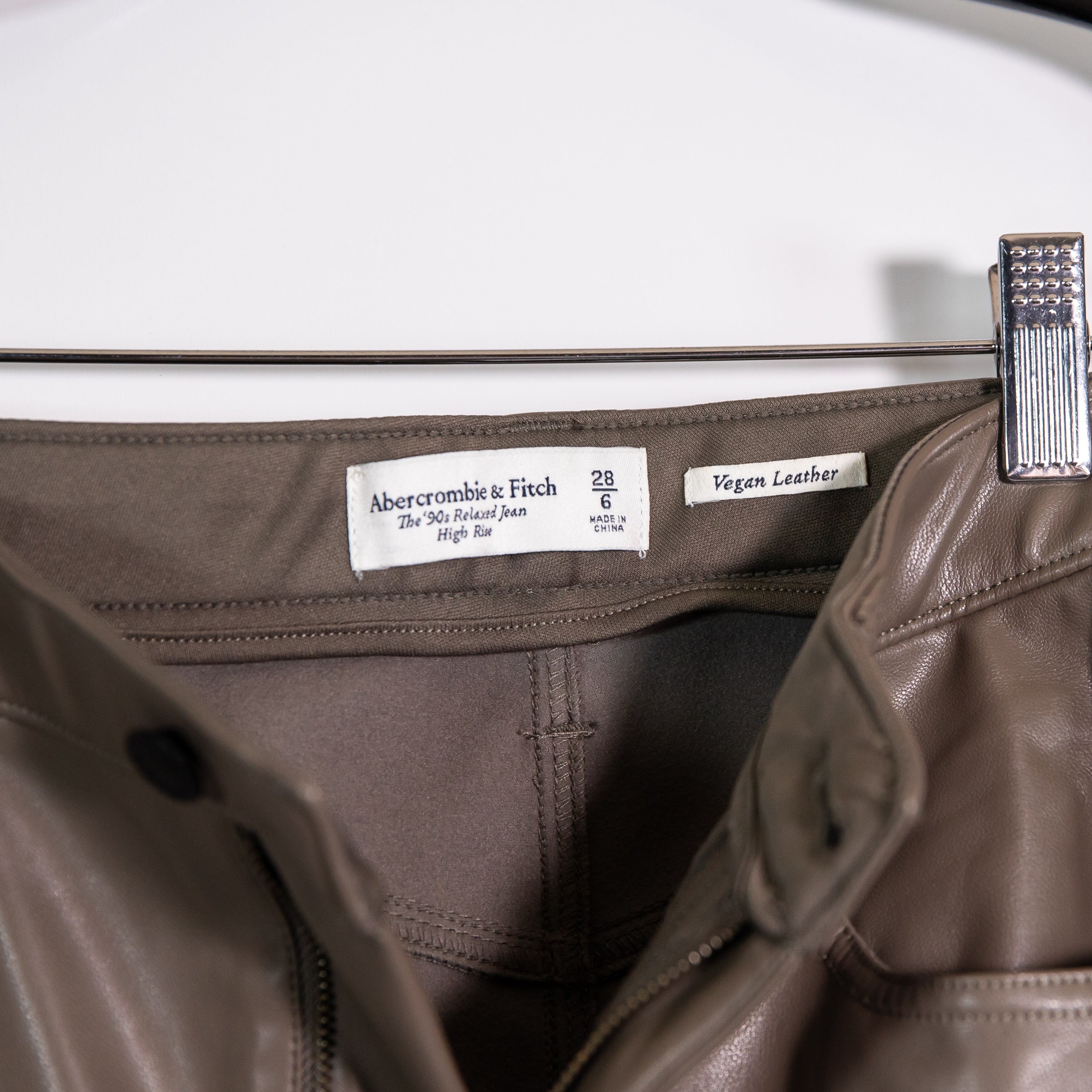 Abercrombie & Fitch The '90s Relaxed Jean High Rise Faux Vegan Leather Pants 6
