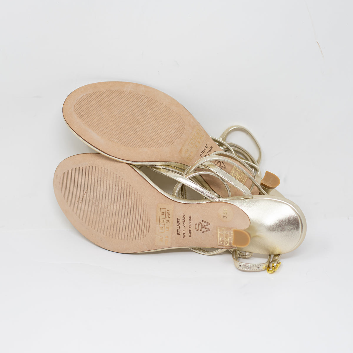 NEW Stuart Weitzman Jimena 50 Kitten Heel Thong Leather Ankle Strap Sandals Shoe