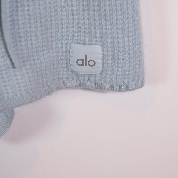 Alo Yoga Women's 100% Cashmere Waffle Knit Mini Pull On Shorts Crystal Blue XS