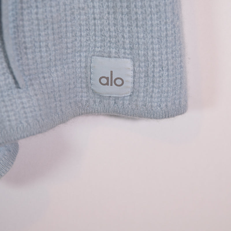 Alo Yoga Women's 100% Cashmere Waffle Knit Mini Pull On Shorts Crystal Blue XS