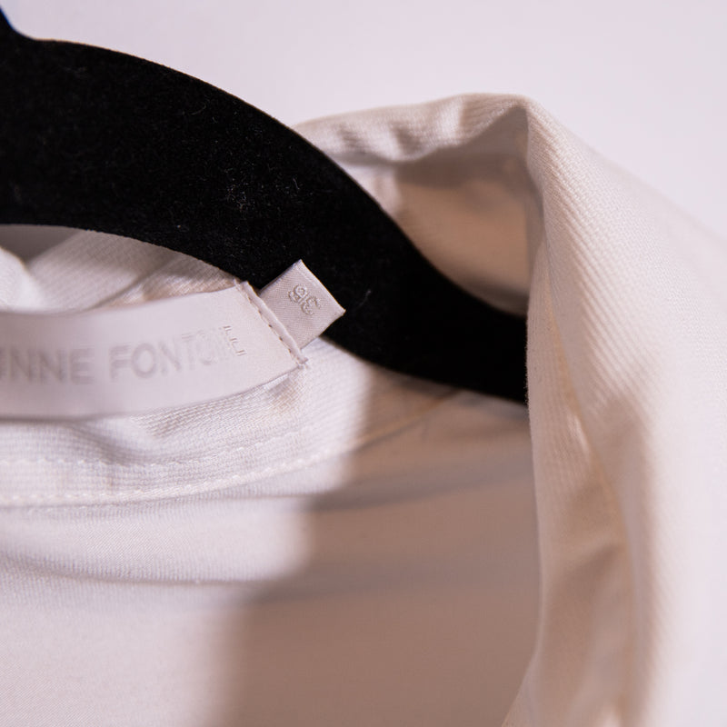 Anne Fontaine Eddie White Long Sleeve Zip Up Jersey Knit Shirt With Pique Corset