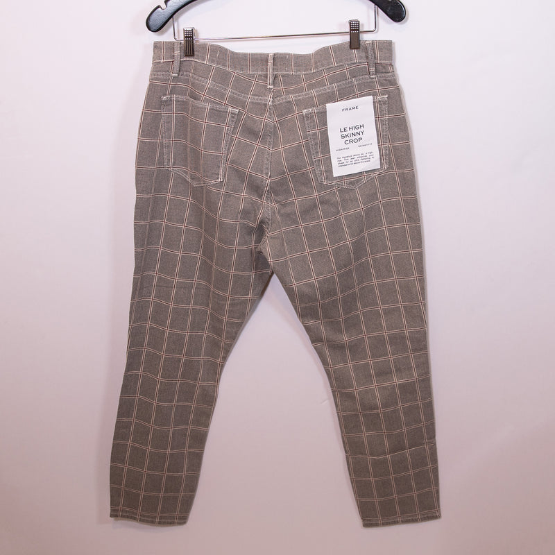 NEW Frame Denim Le High Skinny Crop Plaid Jeans In Window Pane Plaid Pants 33