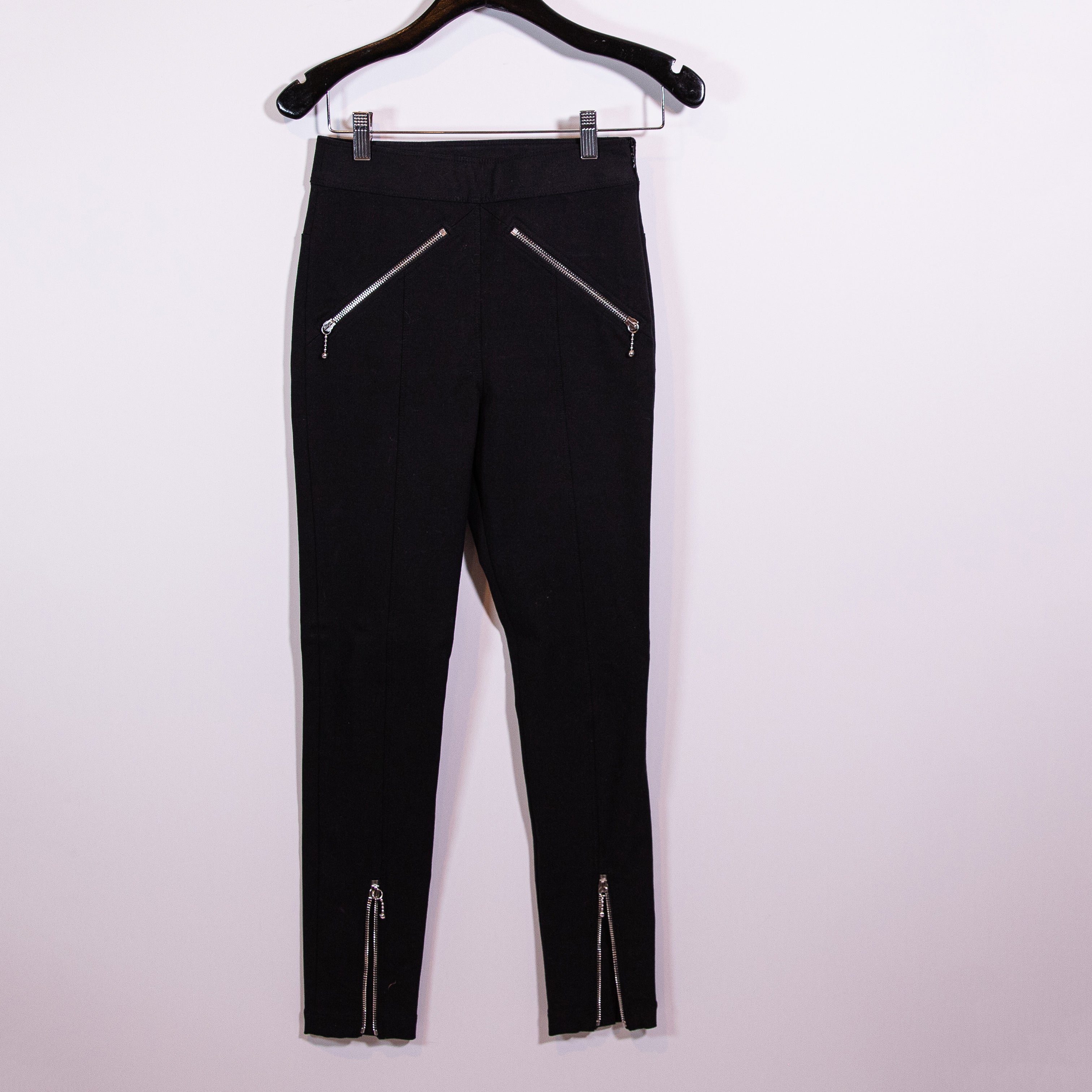 Alexander Wang T Women's Ponte Stretch Skinny Zipper Detail Pants Black 0