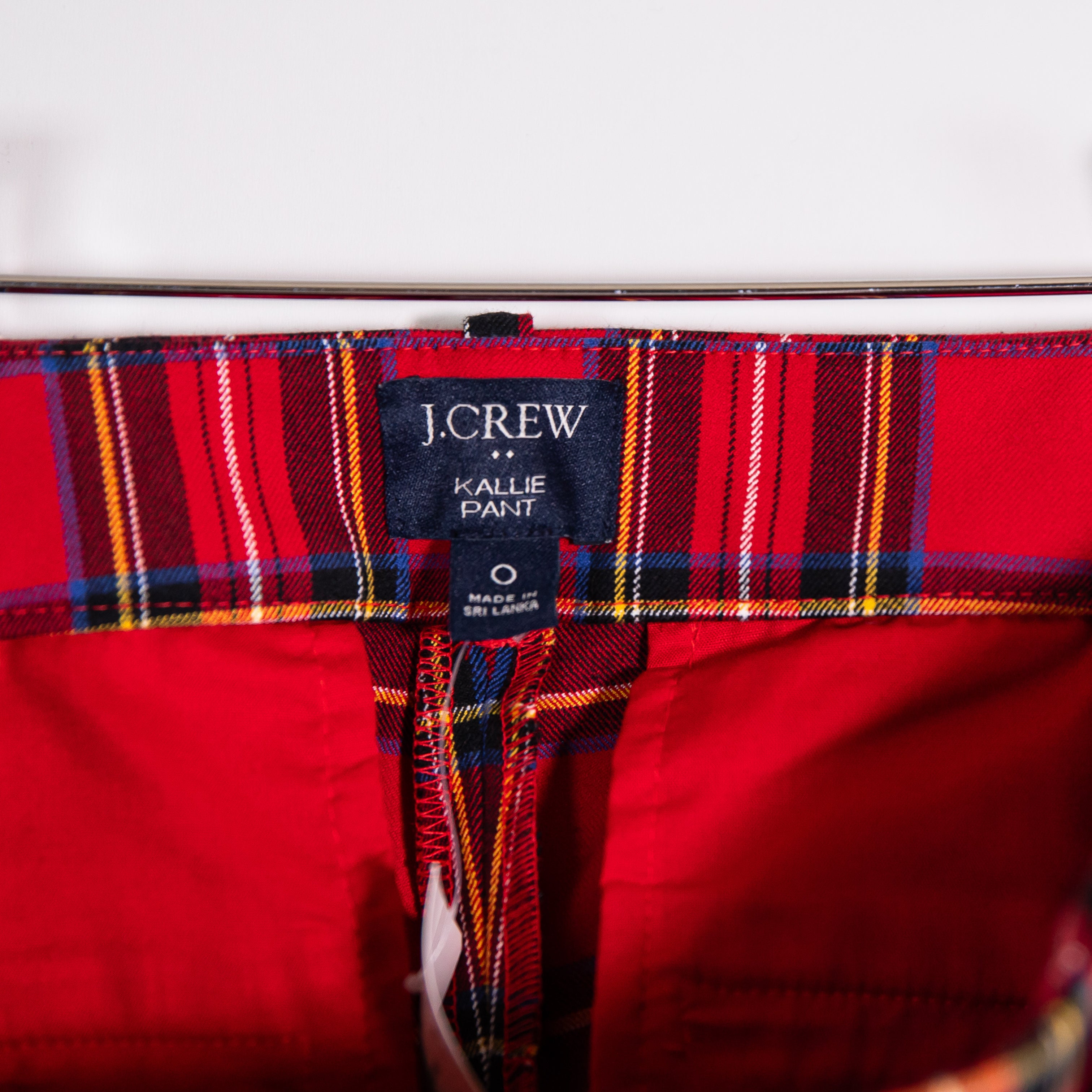 NEW J. Crew Kallie Straight Leg Ankle Crop Holiday Tartan Plaid Print Cotton 0