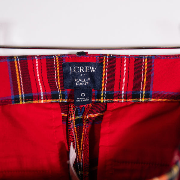 NEW J. Crew Kallie Straight Leg Ankle Crop Holiday Tartan Plaid Print Cotton 0