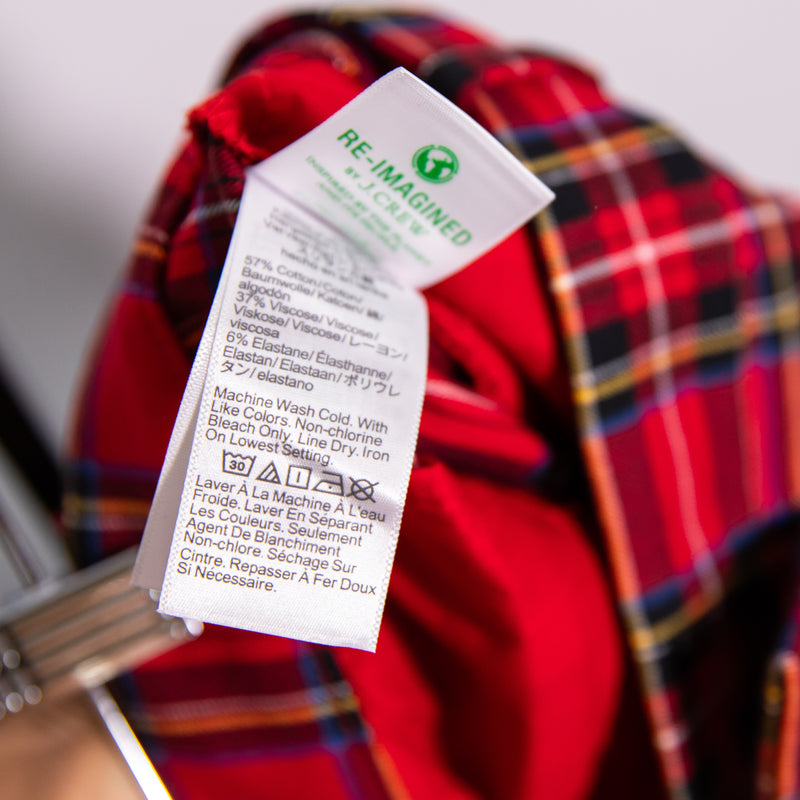 NEW J. Crew Kallie Straight Leg Ankle Crop Holiday Tartan Plaid Print Cotton 0