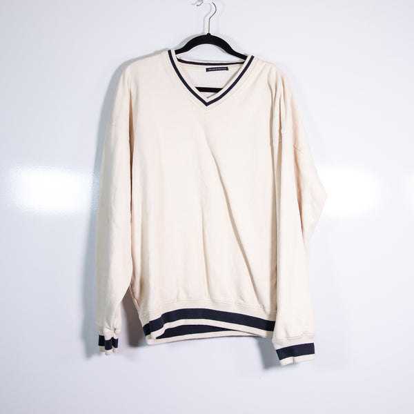 Brandy Melville Cotton Sleeve Lined V Neck Pullover Oversized Sweatshirt Sweater
