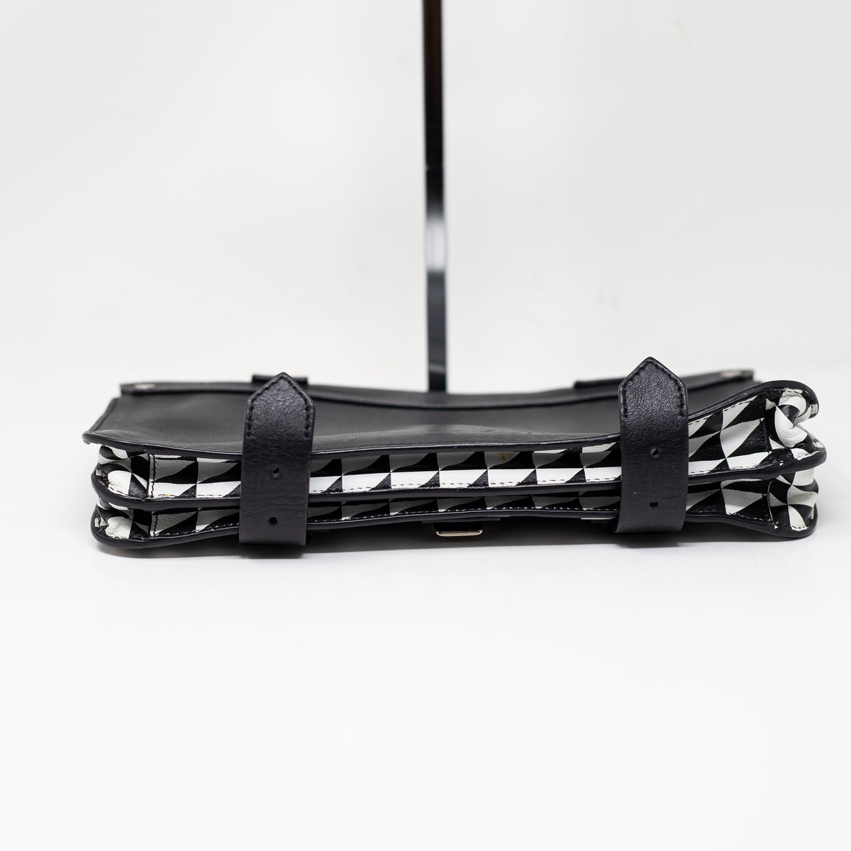 Proenza Schouler Genuine Leather Foldover Buckle Triangle Print Clutch Purse Bag
