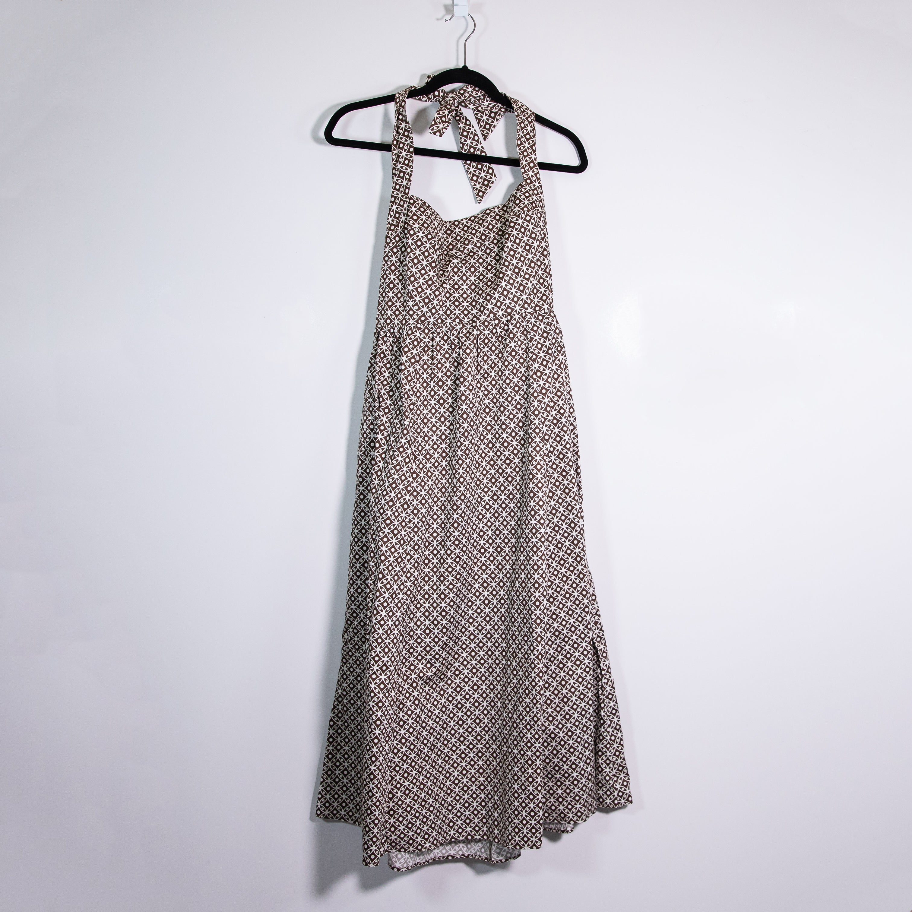 NEW Hill House Home The Fleur Midi Dress Circular Lattice Chocolate Brown Large