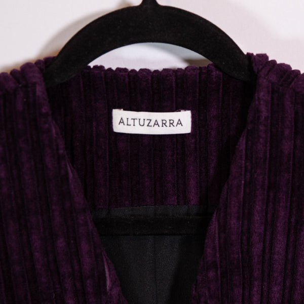 Altuzarra Carter Cotton Velvet Velour Ribbed Sleeveless Button Front Mini Dress