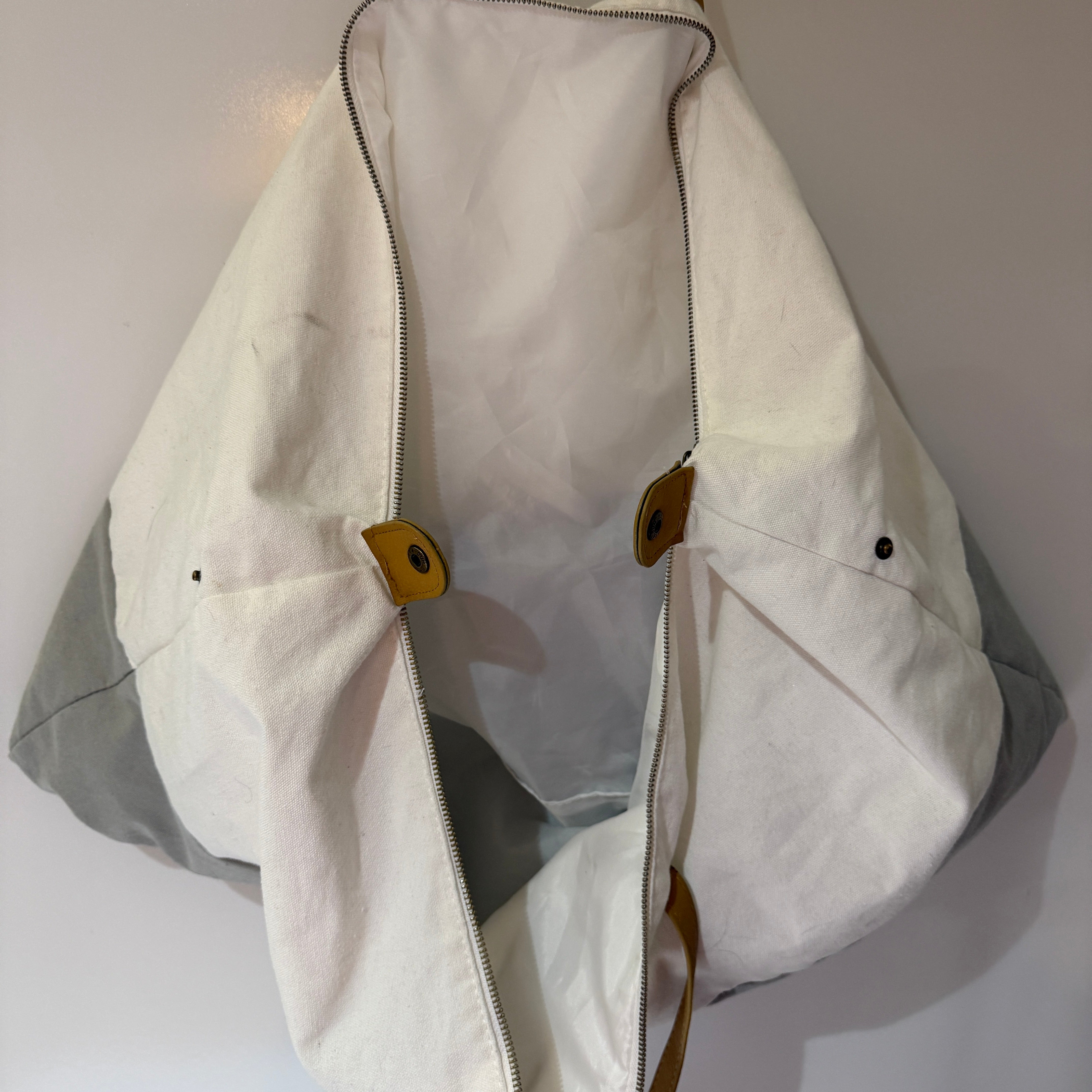 Cozy Earth Cotton Canvas Faux Leather Trim Oversized Weekender Travel Tote Bag
