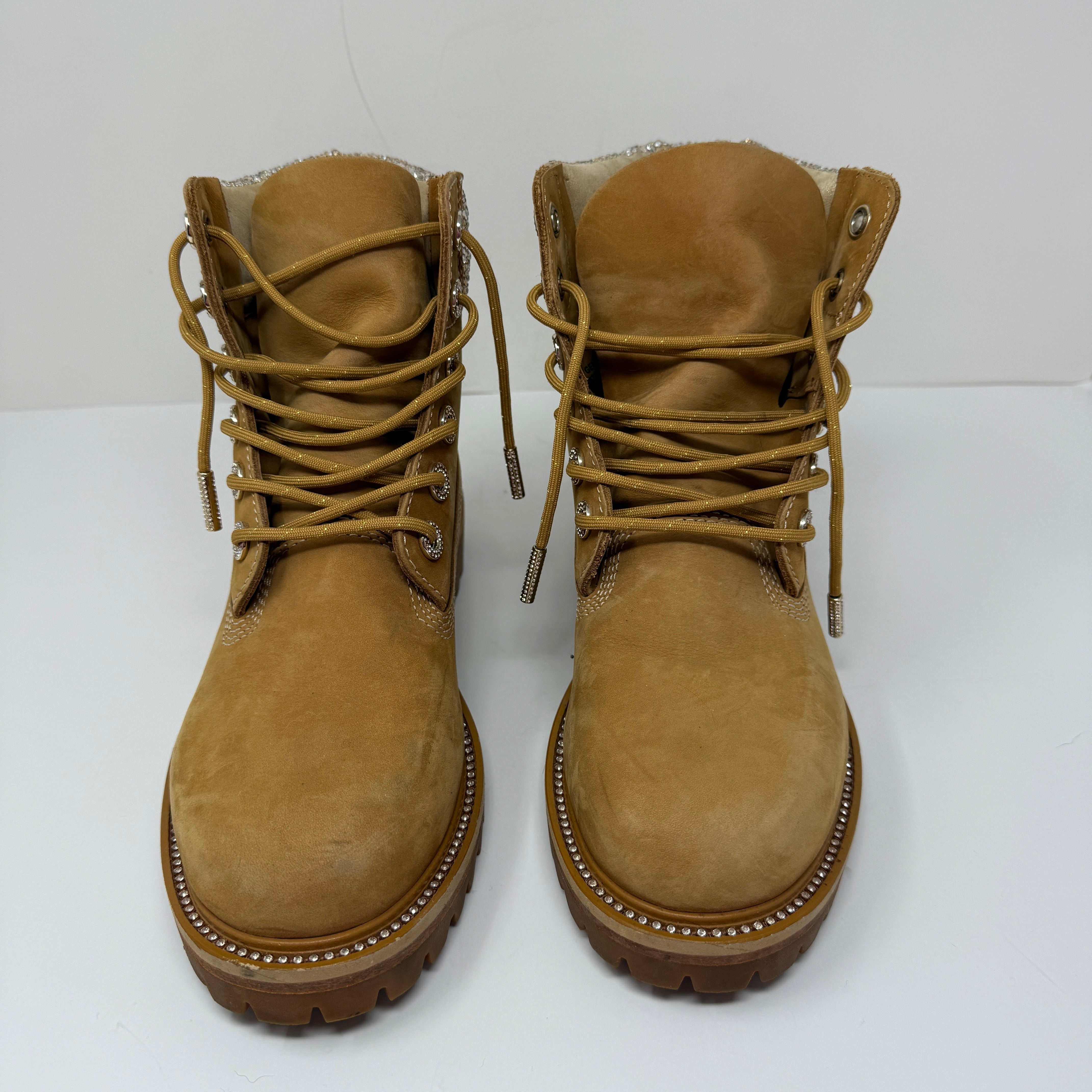 Jimmy Choo x Timberland Swarovski Crystal Embellished Suede Premium Wheat Boots&nbsp;