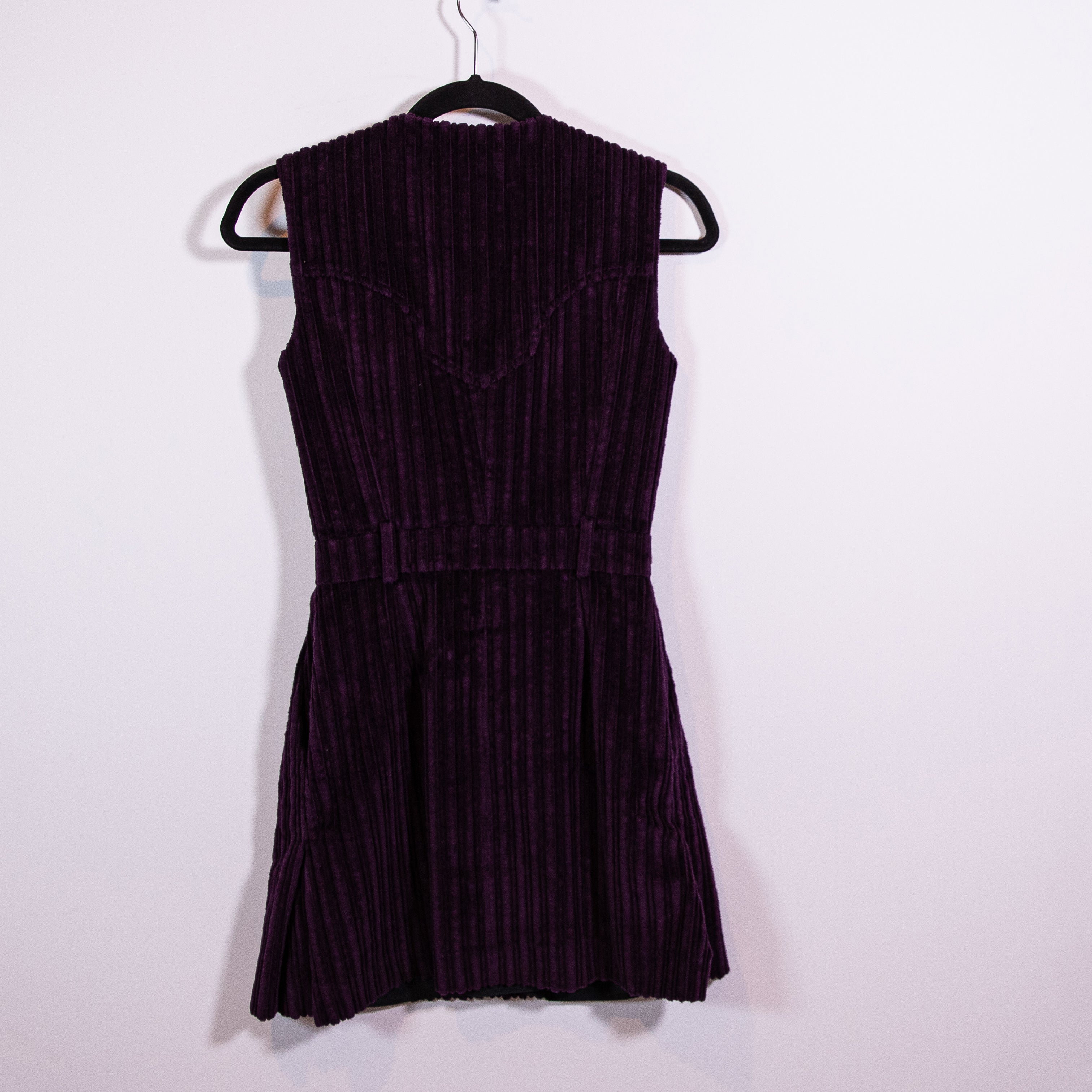 Altuzarra Carter Cotton Velvet Velour Ribbed Sleeveless Button Front Mini Dress