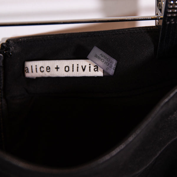 Alice + Olivia Women's Genuine Lamb Leather Faux Wrap Mini Drape Zipper Skirt 0