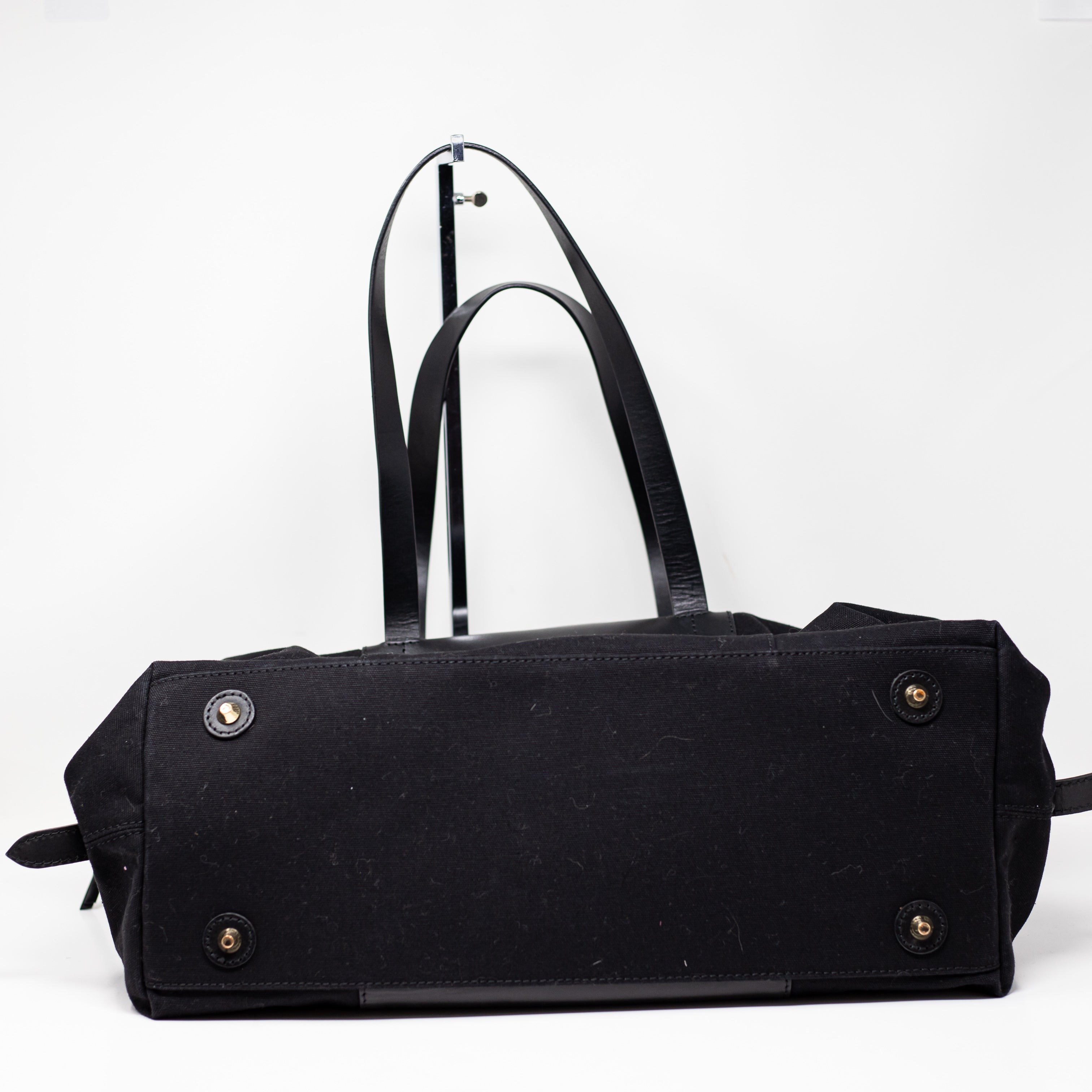 Cuyana Weekender Leather Canvas Weekender Overnight Travel Tote Bag Black