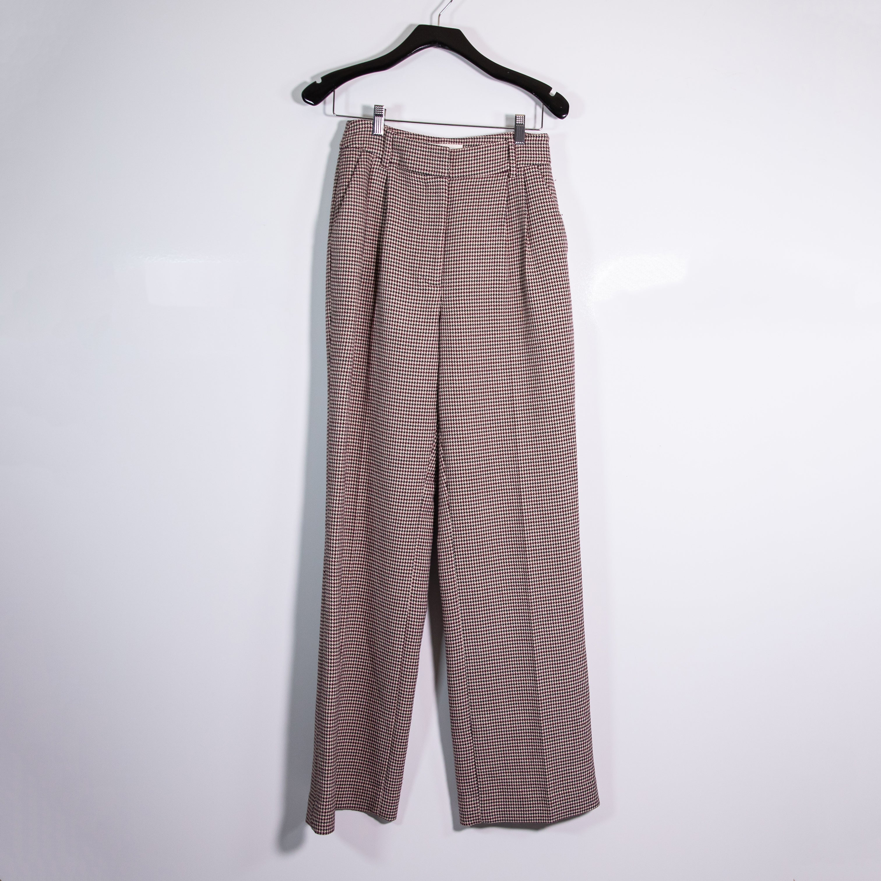 Favorite Daughter The Low Favorite Houndstooth Mid Rise Wide Leg Trouser Pants 4
