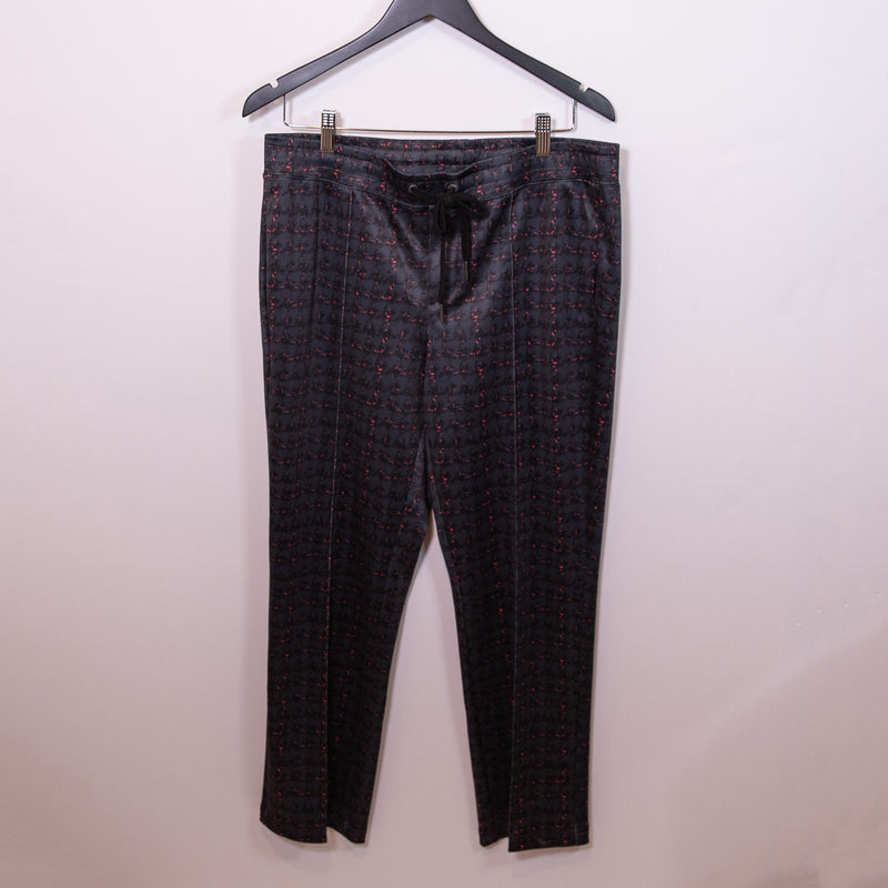 Pam &amp; Gela Treed Faux Tweed Print Pattern Mid Rise Ankle Sateen Track Pants L