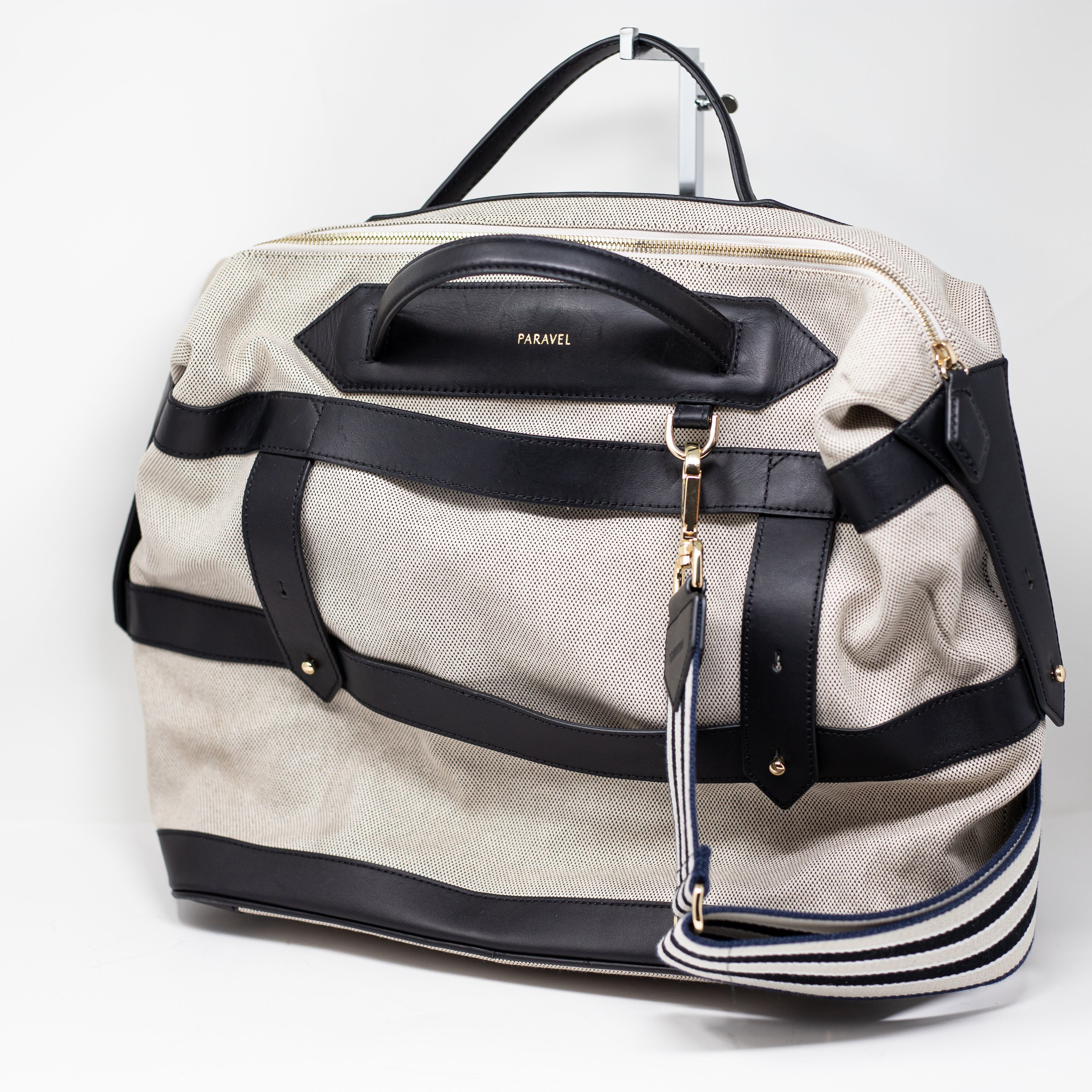 Paravel Recycled Canvas Vegan Leather Weekend Getaway Bag with Trolley Sleeve