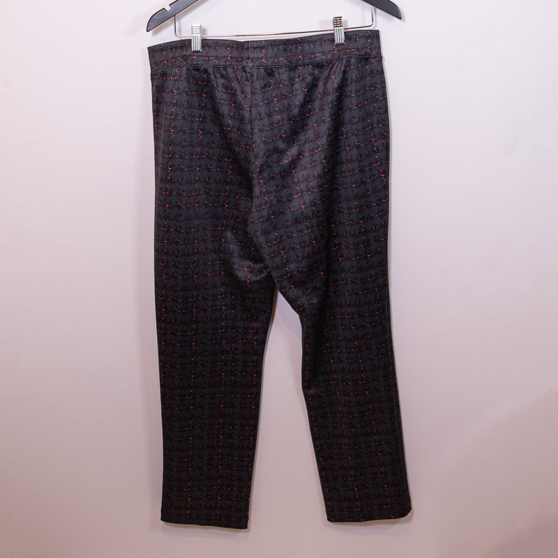 Pam &amp; Gela Treed Faux Tweed Print Pattern Mid Rise Ankle Sateen Track Pants L