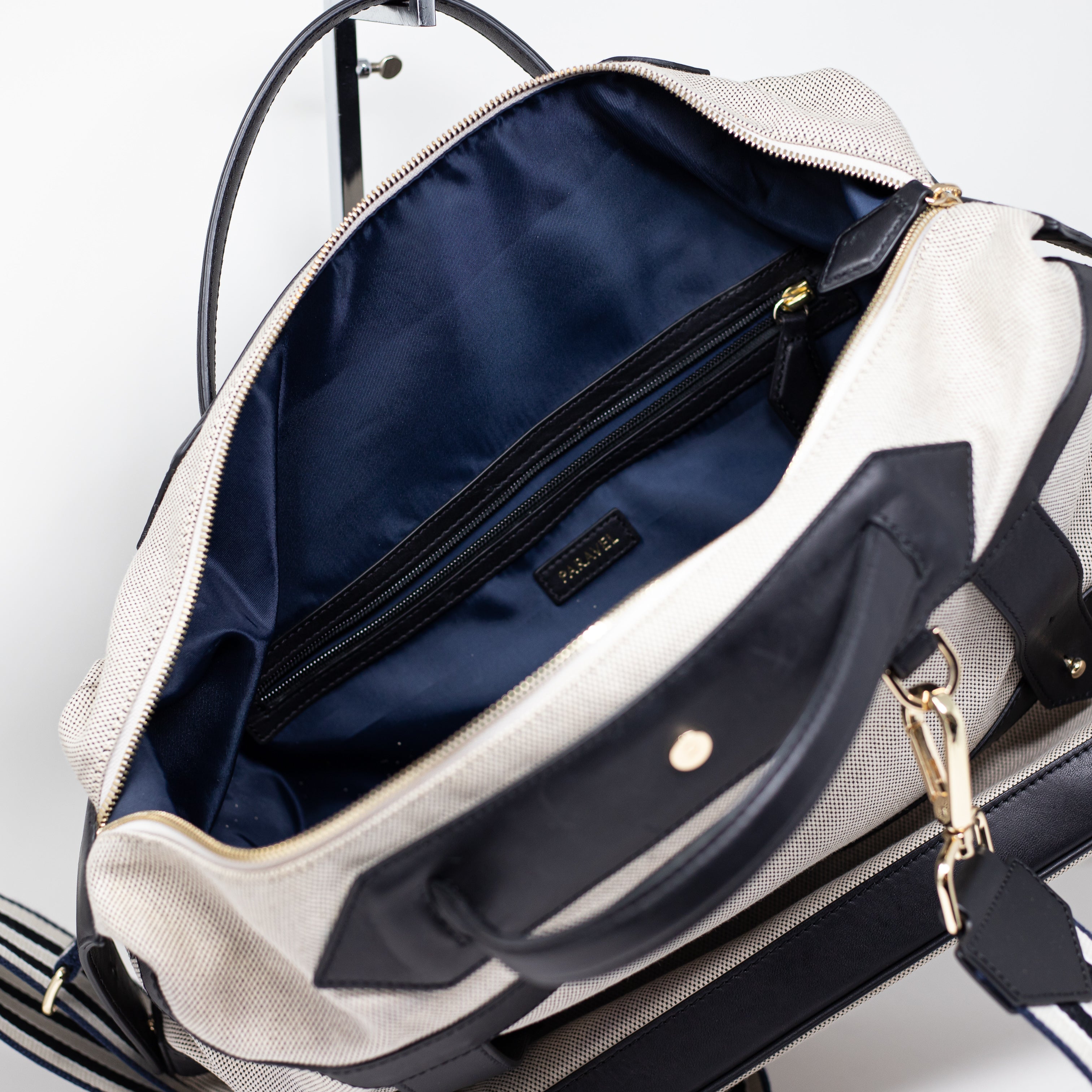 Paravel Recycled Canvas Vegan Leather Weekend Getaway Bag with Trolley Sleeve