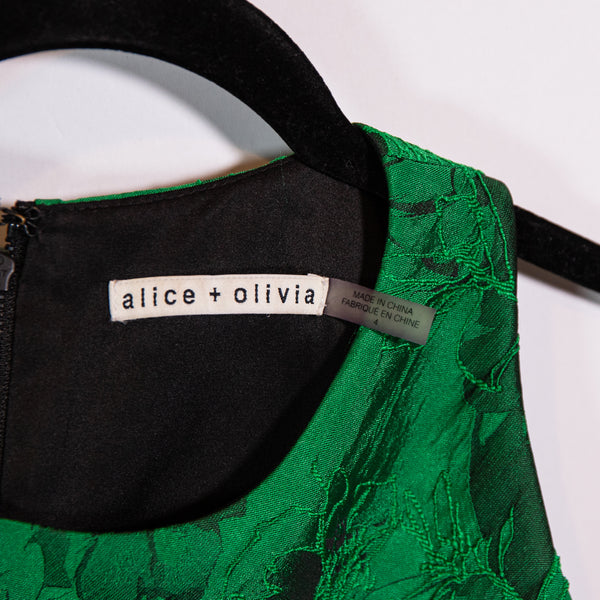 Alice + Olivia Emerald Green Floral Flower Print Pattern Jacquard Crop Top 4