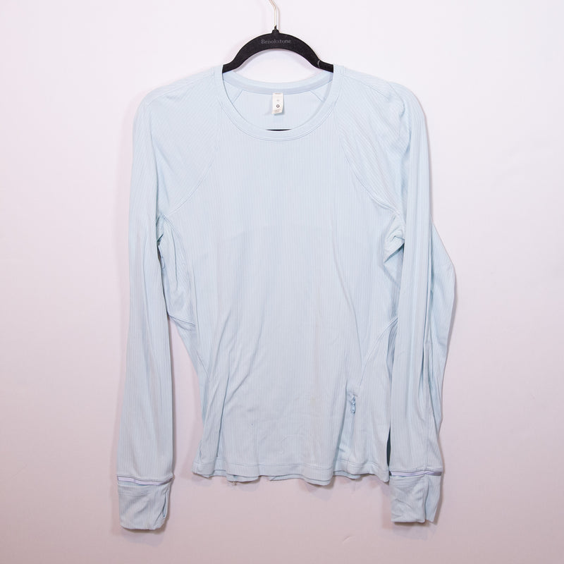 Lululemon Women's Its Rulu Run Ribbed Long Sleeve Crew Neck Shirt Powder Blue 12