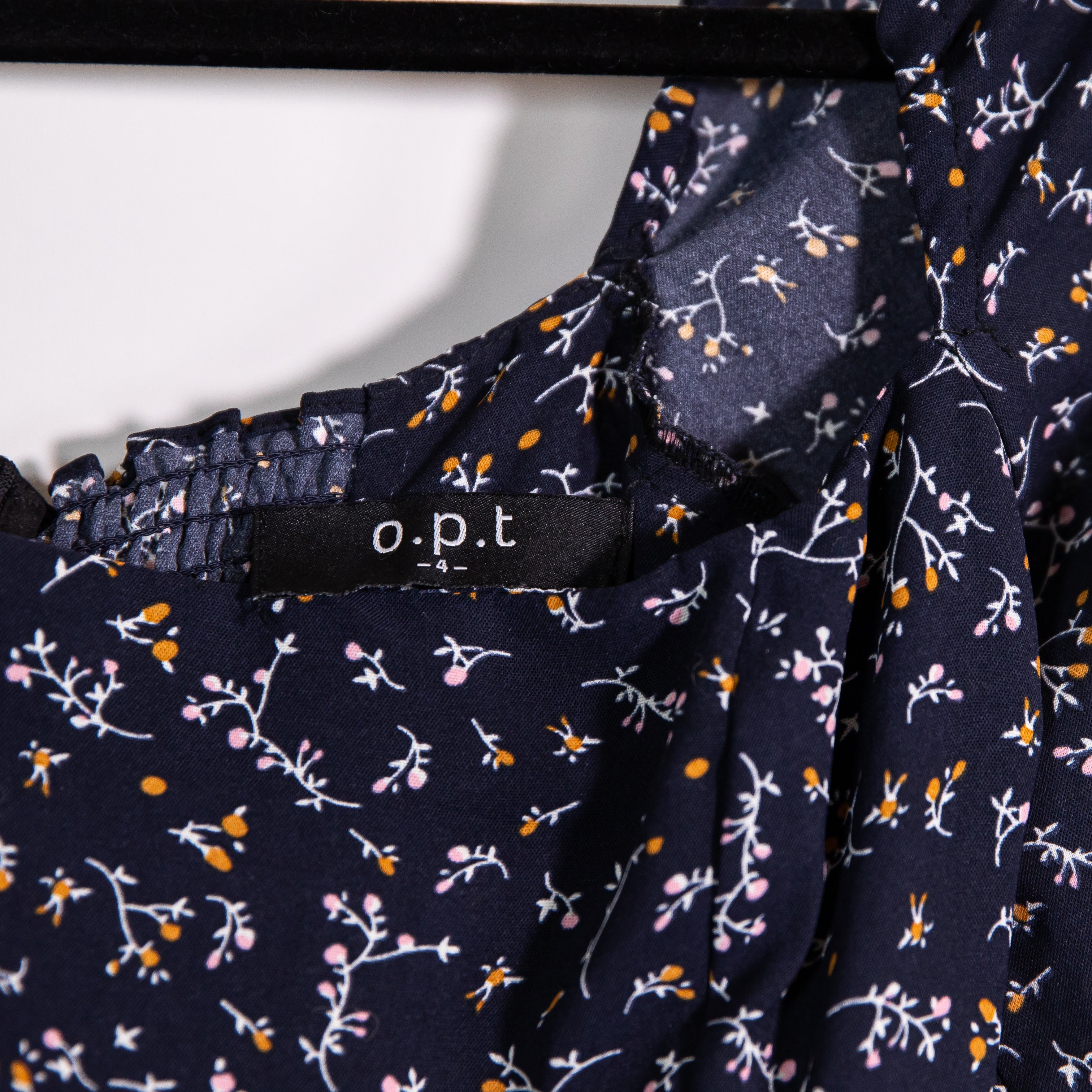 OPT Classic Smocked Square Neck Long Sleeve High Slit Midi Dress Multi Print 4