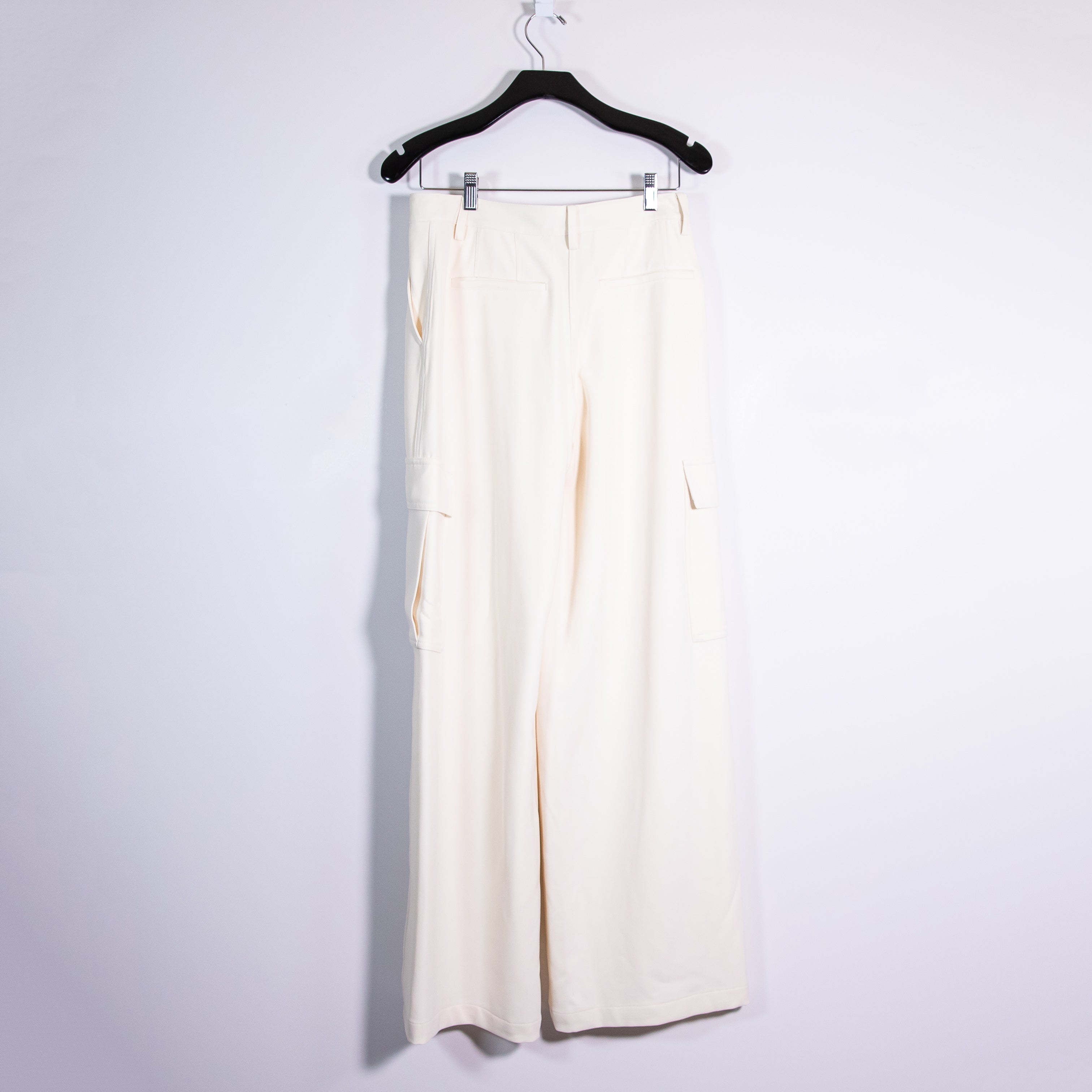 NEW Theory Admiral Crepe Relaxed Cargo Multi Pocket Wide Leg Trouser Pants Rice