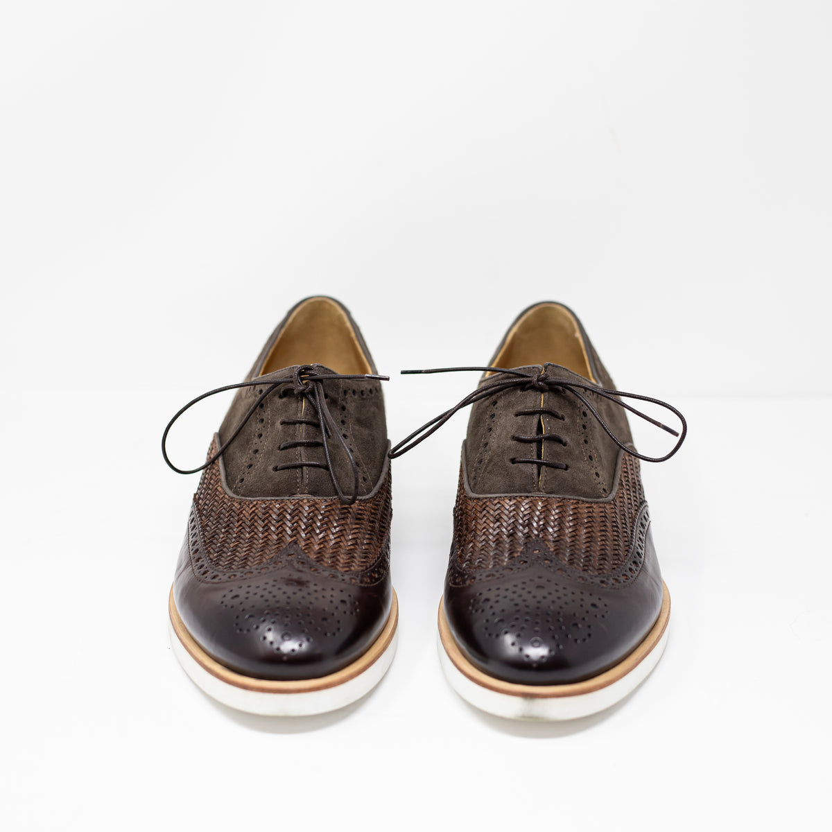 NEW Giorgio Armani Men's Genuine Leather Low Top Oxford Shoes Brown 8M